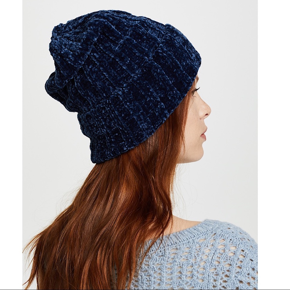 Free People Blue Chenille Slouchy Beanie